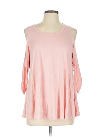 Pre-owned Karen Kane 3/4 Sleeve Top Pink Cold Shoulder Neckline Tops