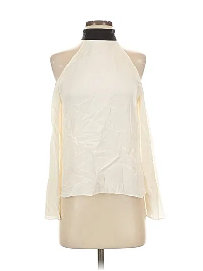 Pre-owned Ramy Brook Sleeveless Silk Top Ivory Halter Neckline Tops In White