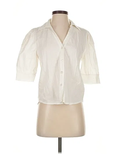 Pre-owned Saks Fifth Avenue Short Sleeve Blouse In White