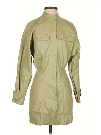 Pre-owned Zara Faux Leather Jacket In Green