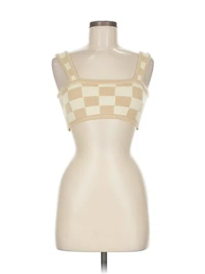 Pre-owned Belle The Label Tank Top Tan Square Neckline Tops In Brown