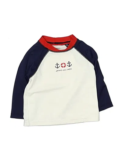 Pre-owned Janie And Jack Babies' 3/4 Sleeve T-shirt In White