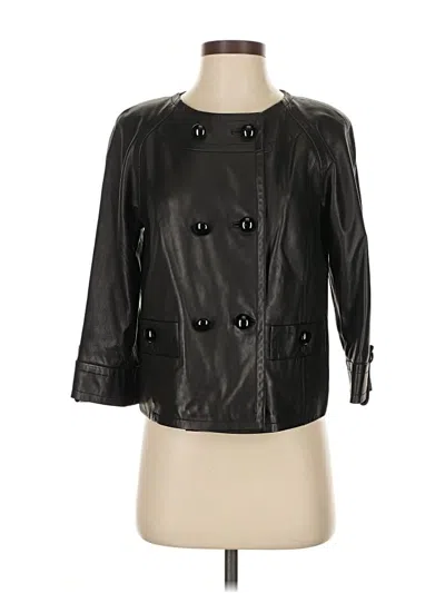 Pre-owned Talbots Leather Jacket In Black