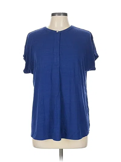 Pre-owned Jjill Short Sleeve Henley Shirt In Blue