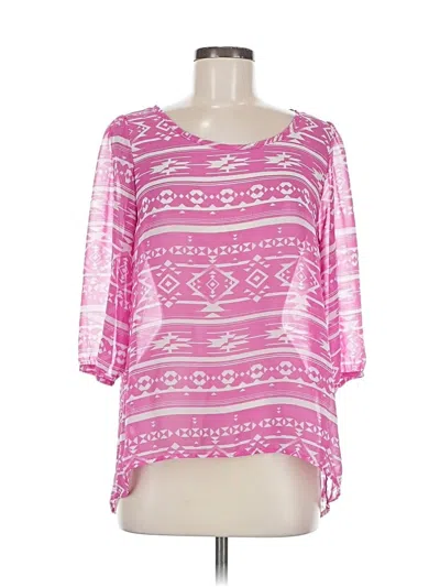 Pre-owned Francesca's 3/4 Sleeve Blouse In Pink