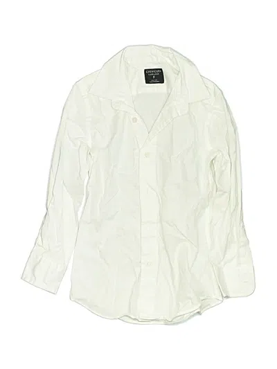 Pre-owned Crewcuts Kids' Long Sleeve Button Down Shirt In White