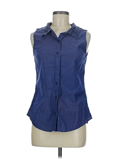 Pre-owned Banana Republic Factory Store Sleeveless Button Down Shirt In Blue