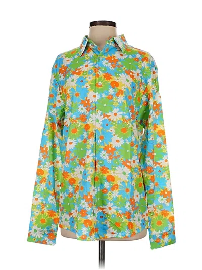 Pre-owned Unbranded Long Sleeve Blouse In Green