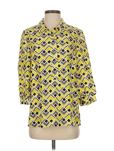 Pre-owned Kate Spade New York 3/4 Sleeve Button Down Shirt In Yellow
