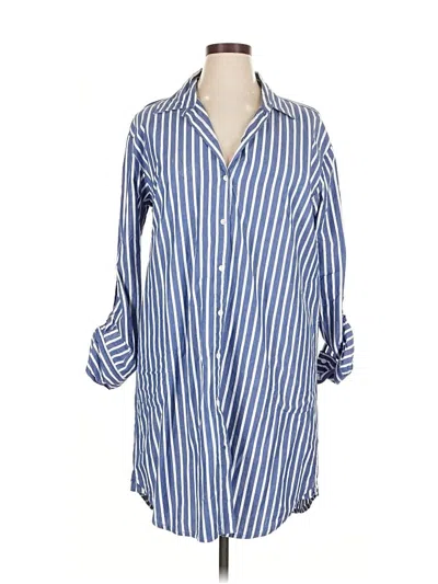 Pre-owned Karen Kane 3/4 Sleeve Button Down Shirt In Blue