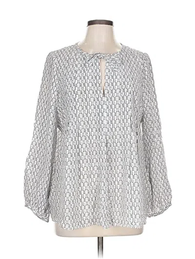 Pre-owned Joie 3/4 Sleeve Silk Top Silver Keyhole Neckline Tops