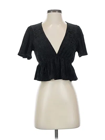 Pre-owned Urban Outfitters Short Sleeve Top Black Plunge Neckline Tops