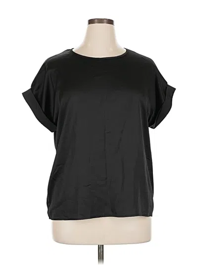 Pre-owned Emery Rose Short Sleeve Top Black Boatneck Tops