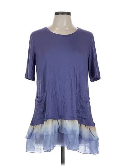 Pre-owned Logo By Lori Goldstein Short Sleeve Top Purple Scoop Neck Tops