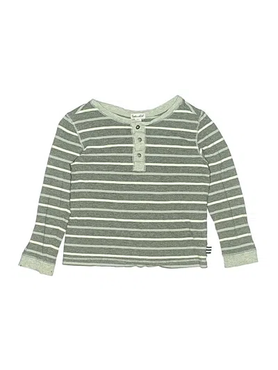 Pre-owned Splendid Kids' Long Sleeve Henley Shirt In Green