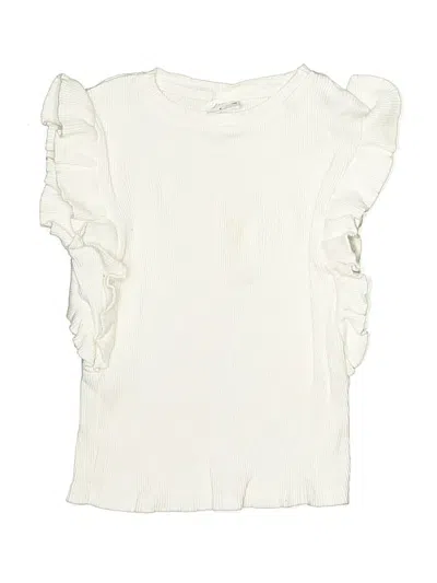 Pre-owned Zara Kids' Short Sleeve Top White Ruffles Neckline Tops