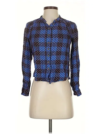 Pre-owned Pilcro Long Sleeve Blouse In Blue