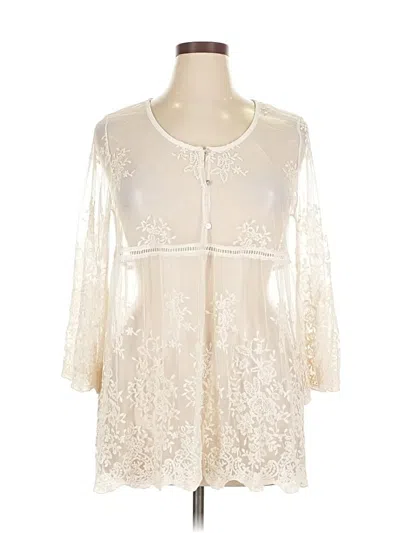 Pre-owned Weekend Suzanne Betro 3/4 Sleeve Blouse In White