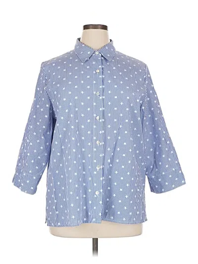 Pre-owned Alfred Dunner 3/4 Sleeve Button Down Shirt In Blue