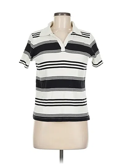 Pre-owned Madison Short Sleeve Top Ivory Collared Neckline Tops In White