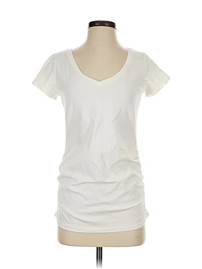 Pre-owned Old Navy Short Sleeve Top Ivory Scoop Neck Tops In White