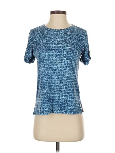 Pre-owned Michael Michael Kors Short Sleeve Top Blue Square Neckline Tops