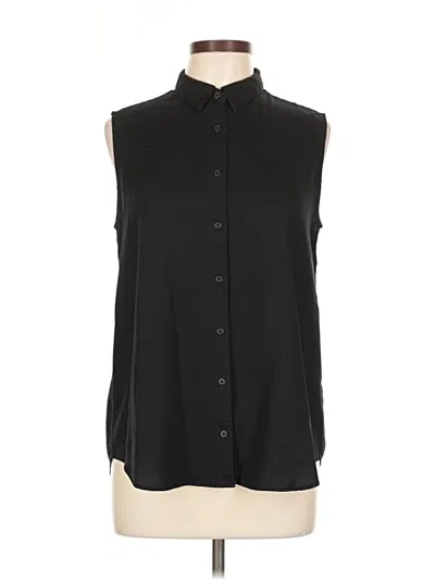 Pre-owned Uniqlo Sleeveless Button Down Shirt In Black