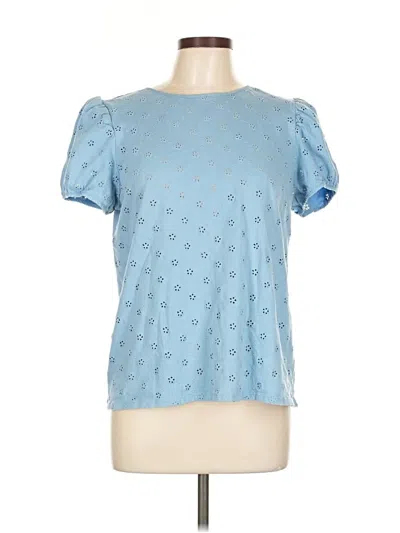 Pre-owned Draper James Short Sleeve Top Blue Square Neckline Tops
