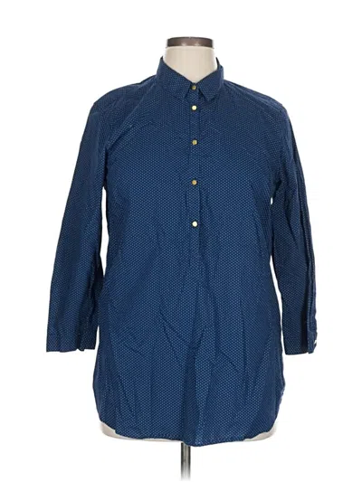 Pre-owned Lands' End 3/4 Sleeve Button Down Shirt In Blue