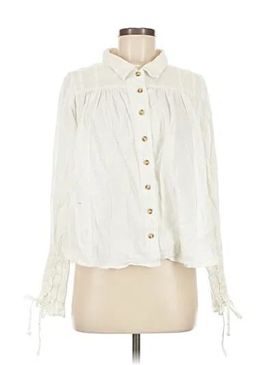 Pre-owned Free People Long Sleeve Blouse In White