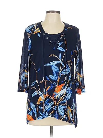 Pre-owned Chico's 3/4 Sleeve Blouse In Blue