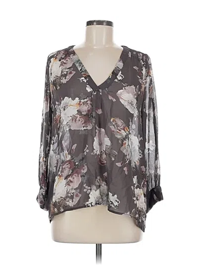 Pre-owned Joie 3/4 Sleeve Silk Top Gray Plunge Neckline Tops