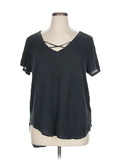 Pre-owned Seven7 Short Sleeve Top Gray V Neck Tops