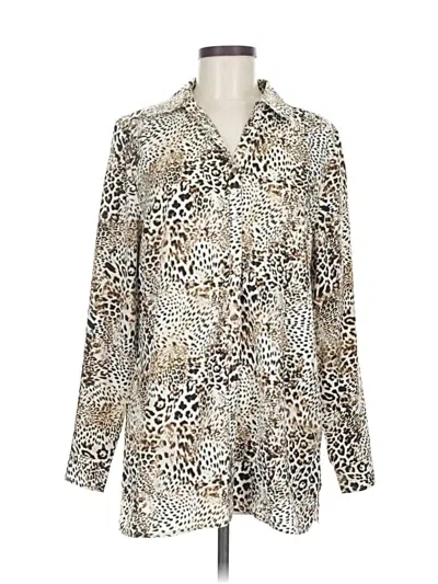 Pre-owned Chico's Long Sleeve Blouse In Silver