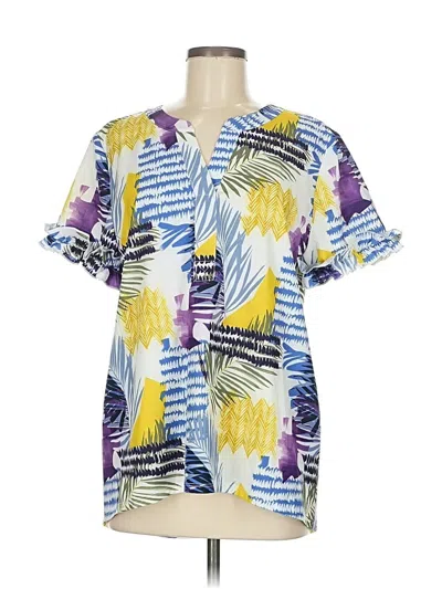 Pre-owned Chico's Short Sleeve Blouse In Blue