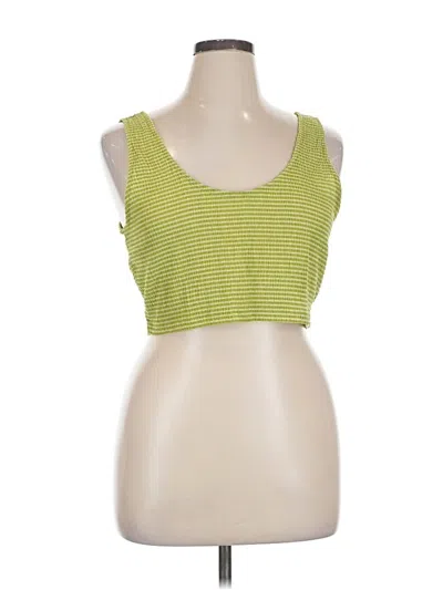 Madewell Tank Top Green Stripes Pattern Square Neckline Tops In Green
