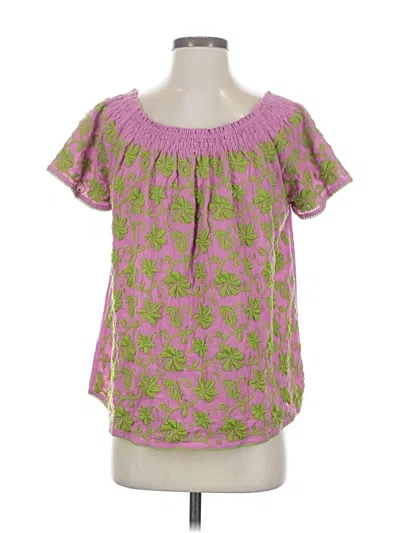 Pre-owned Sister Mary Short Sleeve Blouse In Green