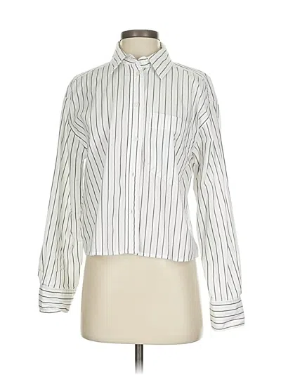 Pre-owned Banana Republic Factory Store Long Sleeve Blouse In White