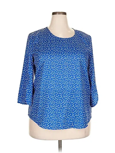 Pre-owned Unbranded 3/4 Sleeve Blouse In Blue