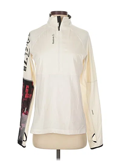 Pre-owned Reebok Long Sleeve Top Ivory High Neck Tops In White
