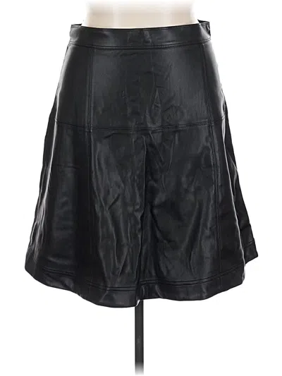 Pre-owned Ann Taylor Faux Leather Skirt In Black