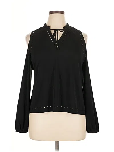 Pre-owned Belldini Long Sleeve Blouse In Black