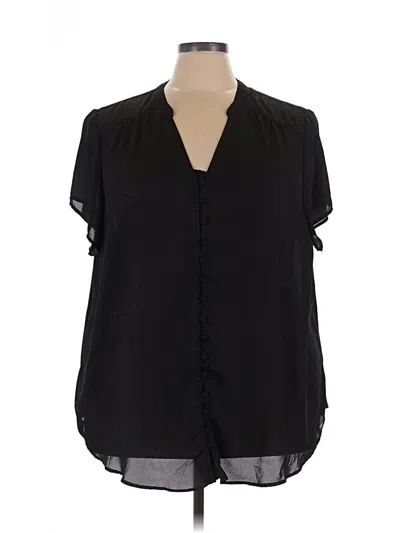 Pre-owned Torrid Short Sleeve Blouse In Black