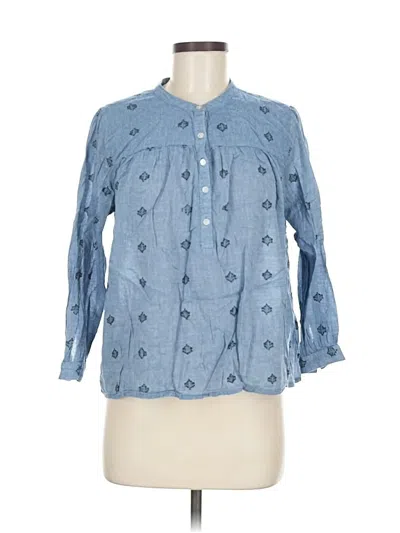 Pre-owned Lucky Brand 3/4 Sleeve Blouse In Blue