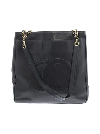 Pre-owned Chanel Leather Tote Bag In Black