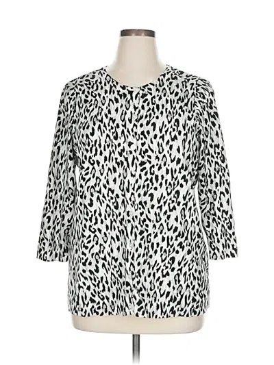 Pre-owned Cj Banks Cardigan Sweater In White