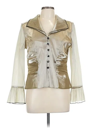 Pre-owned R & M Richards 3/4 Sleeve Blouse In Silver