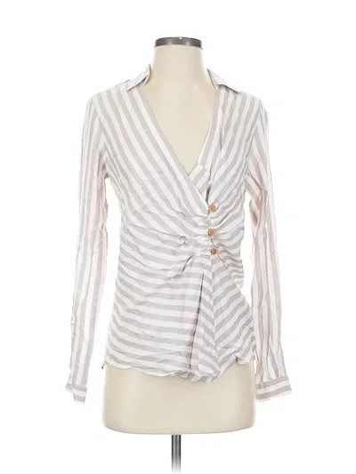 Pre-owned Maeve By Anthropologie Long Sleeve Blouse In Silver