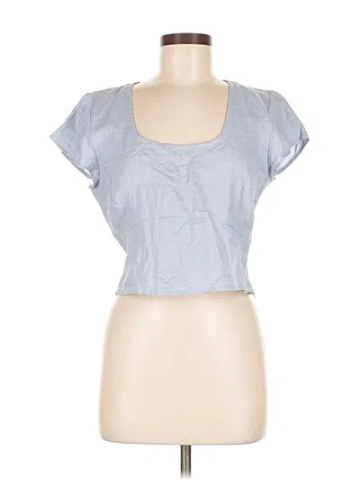 Pre-owned House Of Harlow 1960 Short Sleeve Top Silver Square Neckline Tops