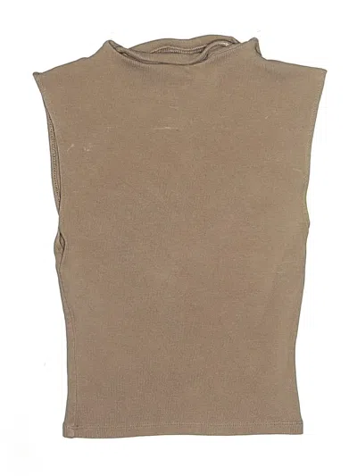 Pre-owned Zara Sleeveless Top Tan High Neck Tops In Brown